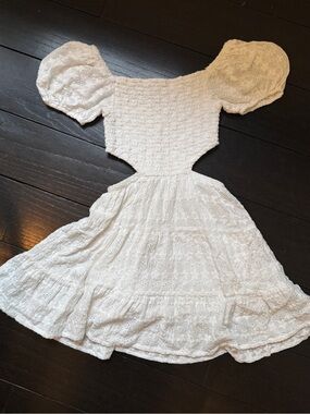 Katie J Tween Girls Phoenix White Eyelet Puff Sleeve Cutout Dress